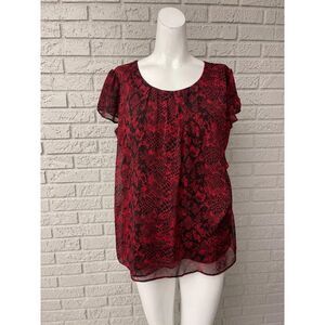 TSH Montreal Women Red Black Snake Print Fly Away Blouse Size M